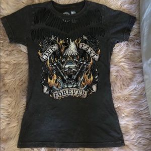 Live Fast Forever Cut Out Affliction Shirt